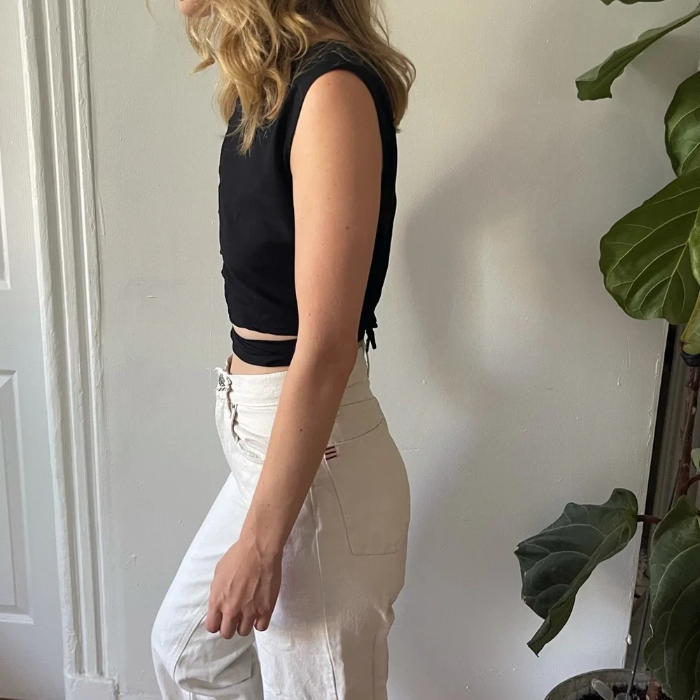 Vintage Reversible Black Wrap Crop Top - Picture 10 of 11